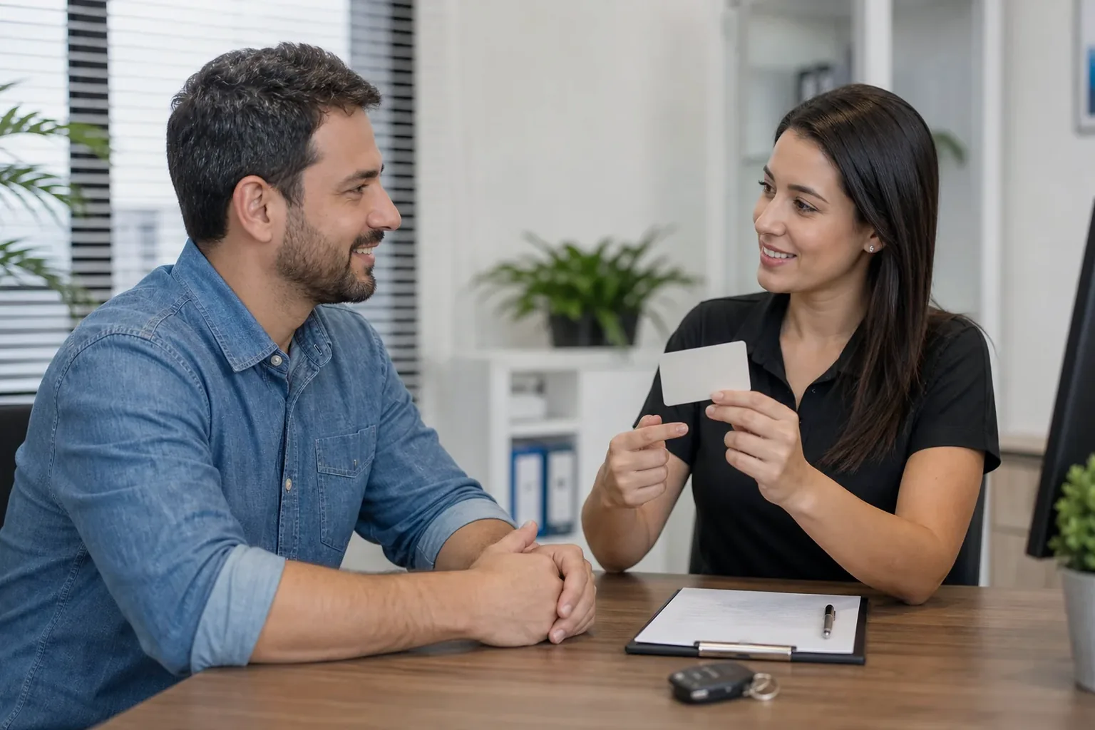Despachante ajudando a renovar CNH de cliente.